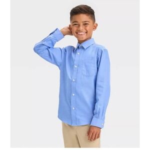 Cat Jack Boys Blue Long Sleeve Button Up Shirt‎ Size XL 14